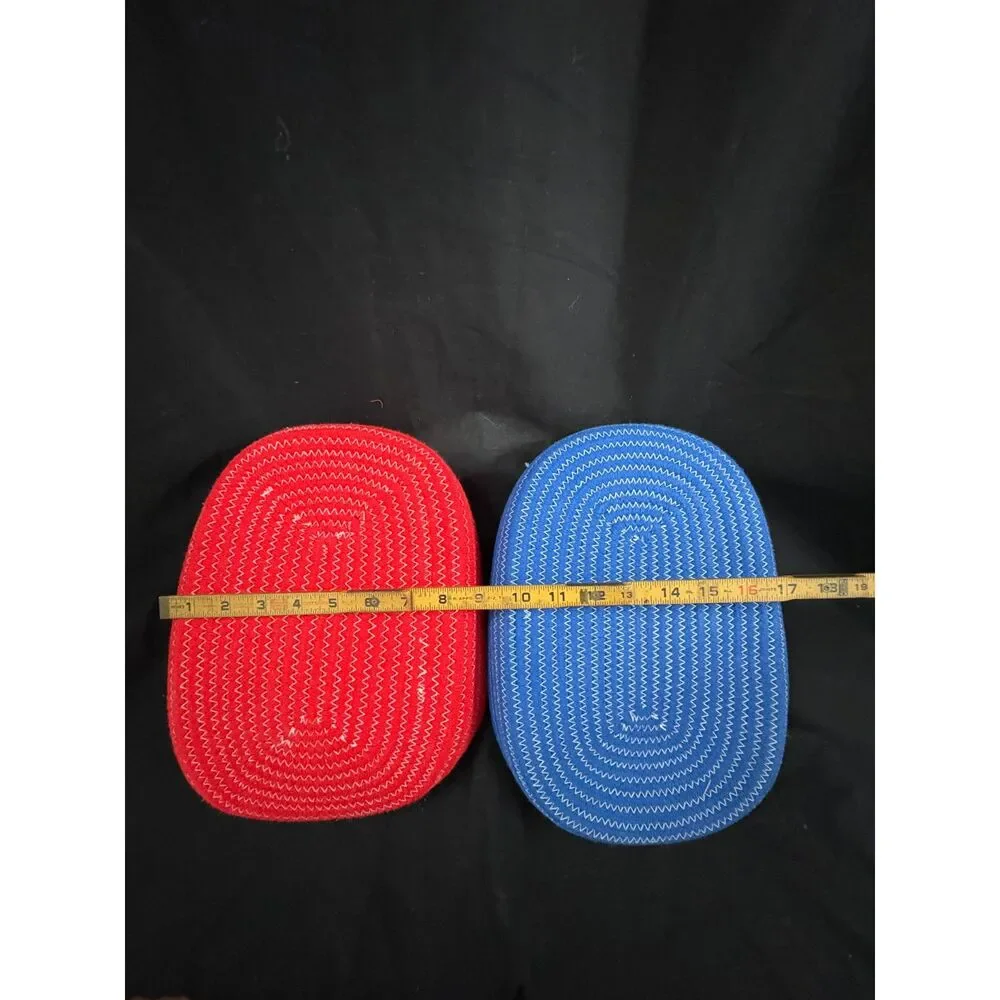 Red N Blue Coiled Rope Basket Tray Set of 2 Oval Patriotic Americana Decor